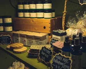 Various products in the J. Q. Dickinson Appalachian Mercantile ripe for shopping locally.