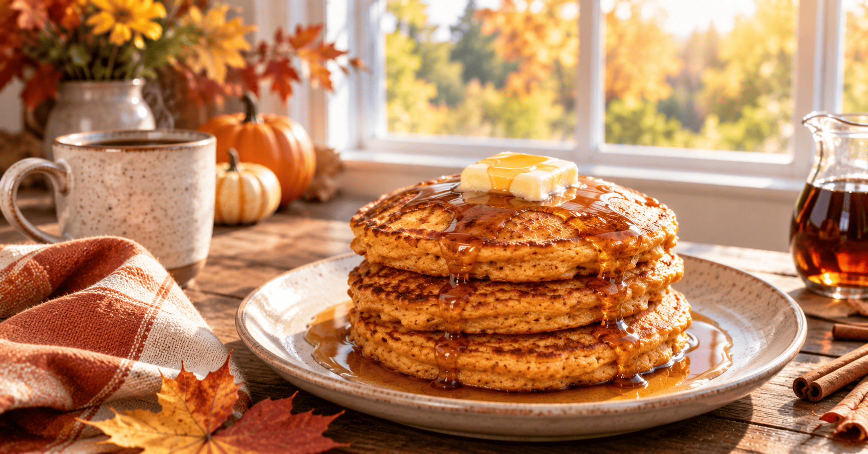 Image of a breakfast with sweet potato pumpkin pancakes
