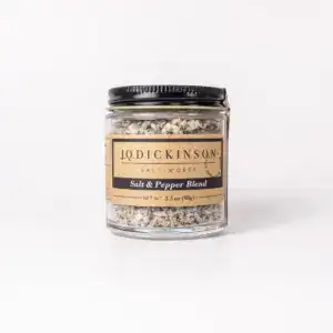 A jar of J.Q. Dickinsons Salt-Works - Salt & Pepper Blend